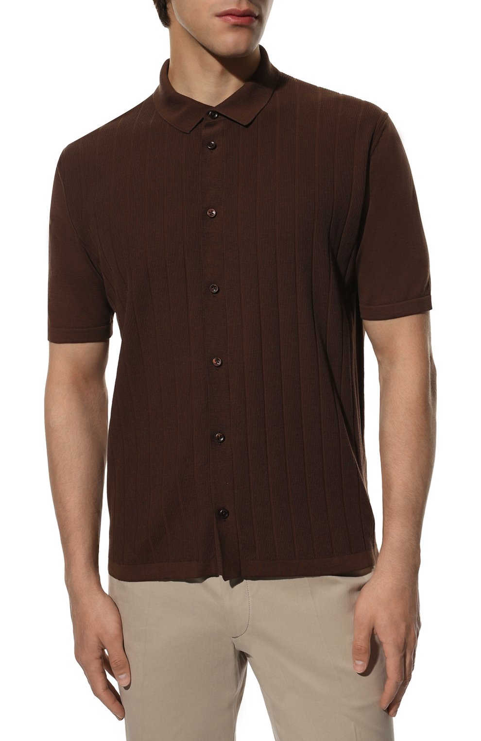 Хлопковая рубашка FIORONI темно-коричневого цвета по цене 57850 руб., арт. MK24248G1, фото 3 Хлопковая рубашка FIORONI, арт. MK24248G1, фото 3