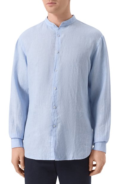 Льняная рубашка INLINUM голубого цвета по цене 24950 руб., арт. D0MENIC0_5, фото 3 Льняная рубашка INLINUM, арт. D0MENIC0_5, фото 3