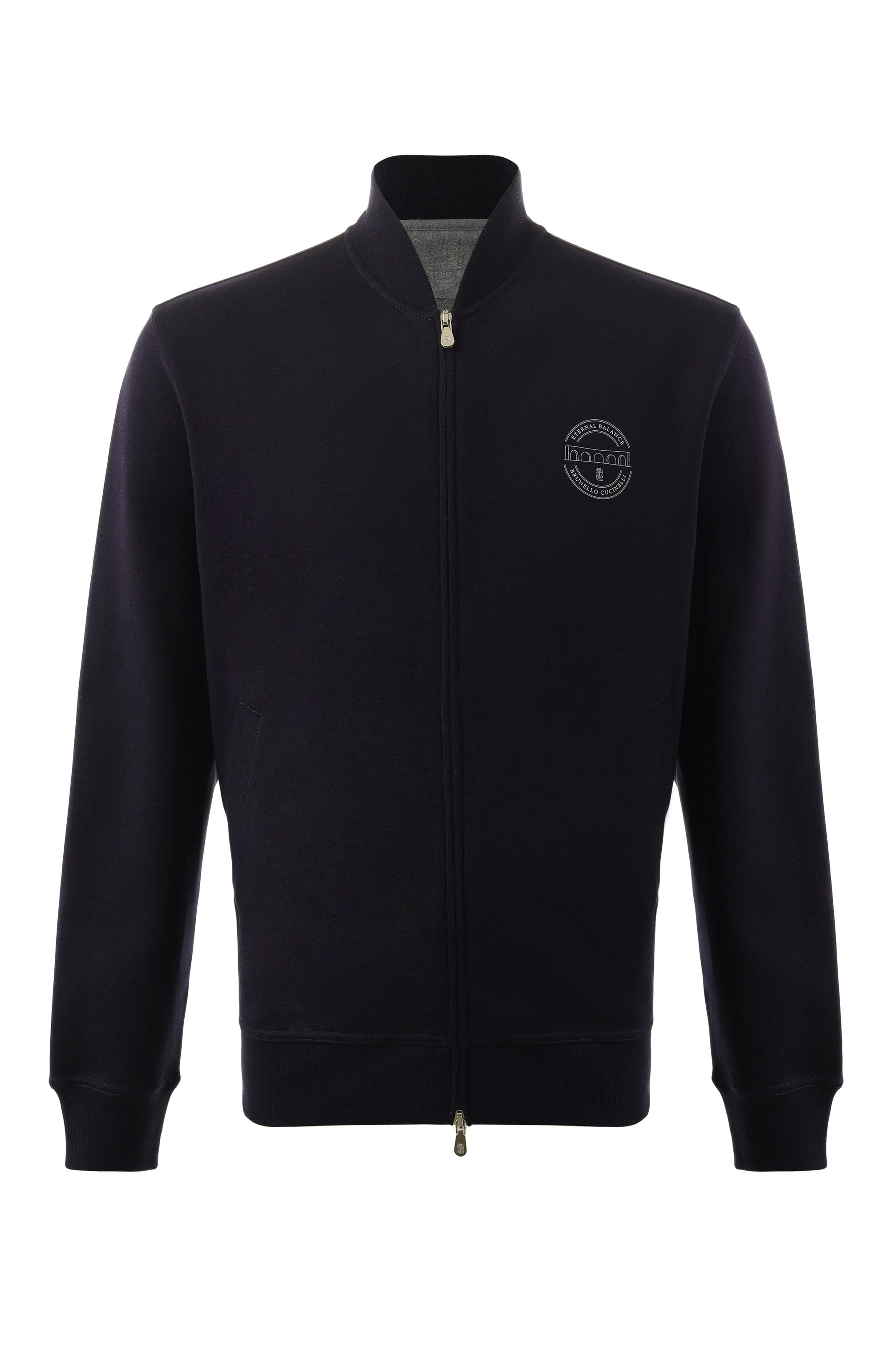 Толстовка из хлопка и кашемира BRUNELLO CUCINELLI темно-синего цвета по цене 99500 руб., арт. MM8319037G, фото 1 Толстовка из хлопка и кашемира BRUNELLO CUCINELLI, арт. MM8319037G, фото 1