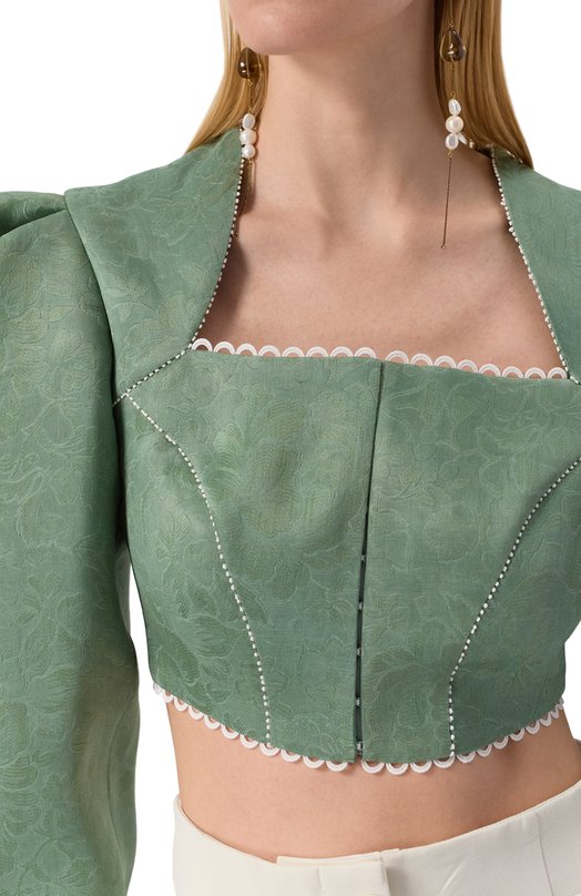 Шелковая блузка Ulyana Sergeenko CMA010SS24P1530Т24 Зелёный  CMA010SS24P1530Т24 Фото 5