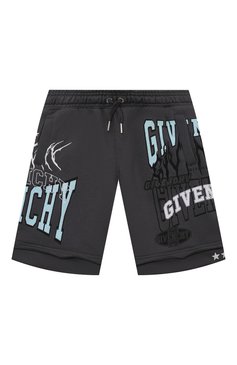 Детские хлопковые шорты GIVENCHY серого цвета, арт. H24229/6A-12A | Фото 1 (Случай: Повседневный; Материал сплава: Проставлено; Нос: Не проставлено; Материал внешний: Хлопок; Ростовка одежда: 9 лет | 134 см, 12 лет | 152 см, 8 лет | 128 см)