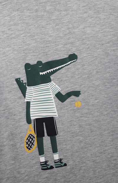 Хлопковая футболка IL GUFO серого цвета по цене 7995 руб., арт. P22TS349M0014/5A-8A, фото 3 Хлопковая футболка IL GUFO, арт. P22TS349M0014/5A-8A, фото 3