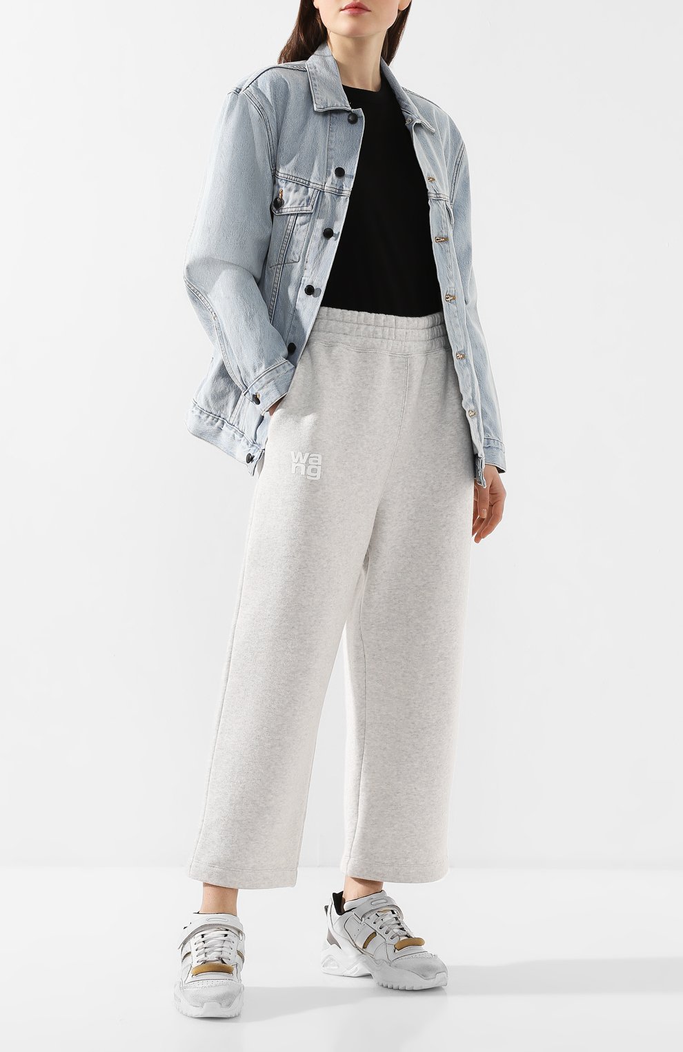Хлопковые брюки ALEXANDERWANG.T серого цвета по цене 40950 руб., арт. 4CC1204016, фото 2 Хлопковые брюки ALEXANDERWANG.T, арт. 4CC1204016, фото 2