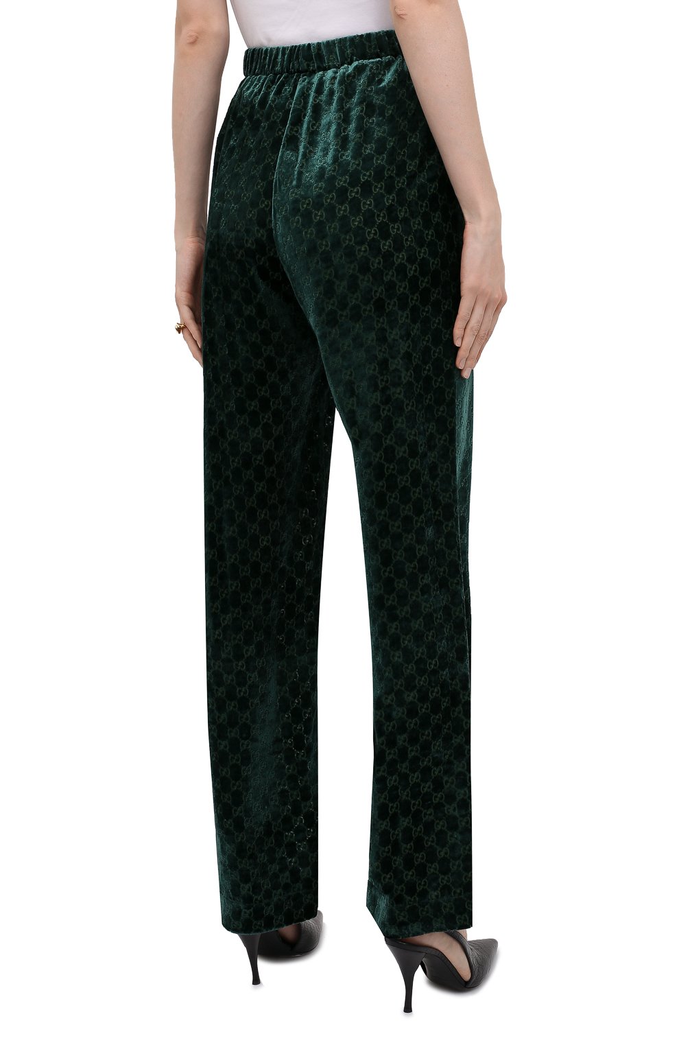 Бархатные брюки GUCCI темно-зеленого цвета по цене 119000 руб., арт. 676067/ZAHGE, фото 4 Бархатные брюки GUCCI, арт. 676067/ZAHGE, фото 4