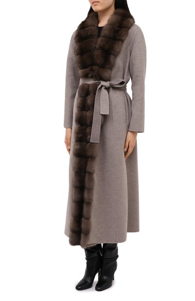 Шерстяное пальто с меховой отделкой MANZONI24, арт. 20M498-DB1Z/38-46, фото 3