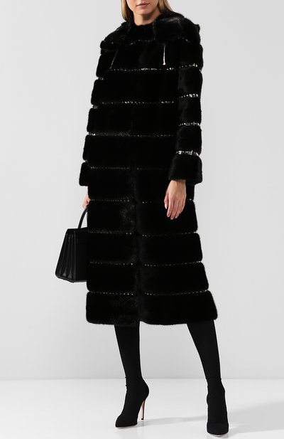 Шуба из меха норки с капюшоном VALENTINO черного цвета по цене 2980000 руб., арт. QF3FA5961DF, фото 2 Шуба из меха норки с капюшоном VALENTINO, арт. QF3FA5961DF, фото 2