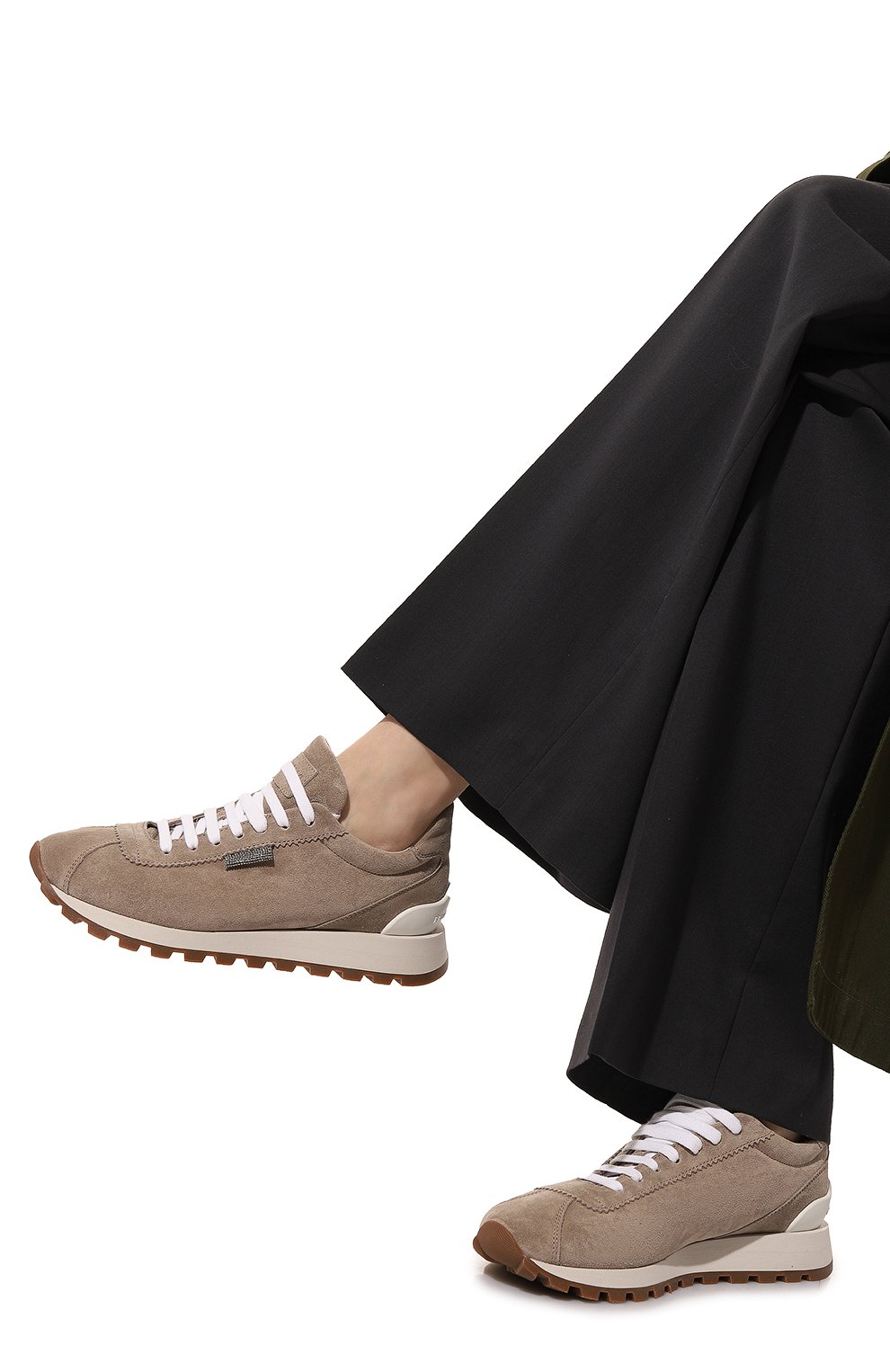 Замшевые кроссовки BRUNELLO CUCINELLI темно-бежевого цвета по цене 97250 руб., арт. MZSFGB1117, фото 3 Замшевые кроссовки BRUNELLO CUCINELLI, арт. MZSFGB1117, фото 3