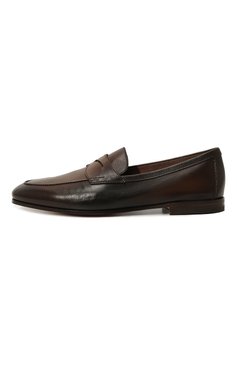 Мужские кожаные пенни-лоферы SANTONI темно-коричневого цвета, арт. MCNG18837SA4SSG8T50 | Фото 4 (Материал внутренний: Натуральная кожа; Материал сплава: Проставлено; Нос: Не проставлено; Стили: Кэжуэл)