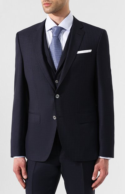 Шерстяной костюм-тройка BOSS синего цвета по цене 74000 руб., арт. 50412061, фото 2 Шерстяной костюм-тройка BOSS, арт. 50412061, фото 2