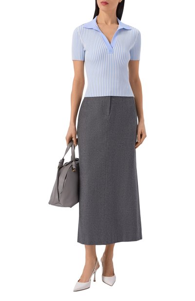 Поло из вискозы HUGO светло-голубого цвета по цене 18200 руб., арт. 50557760, фото 2 Поло из вискозы HUGO, арт. 50557760, фото 2