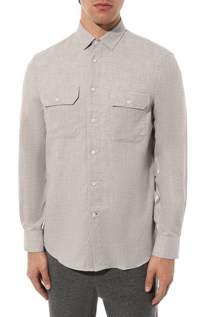 Рубашка из хлопка и кашемира BRUNELLO CUCINELLI, арт. MY6120626, фото 3
