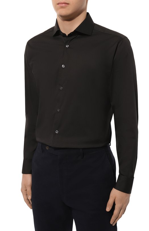 Хлопковая сорочка Corneliani 94P002-9411474 Чёрный  94P002-9411474 Фото 4