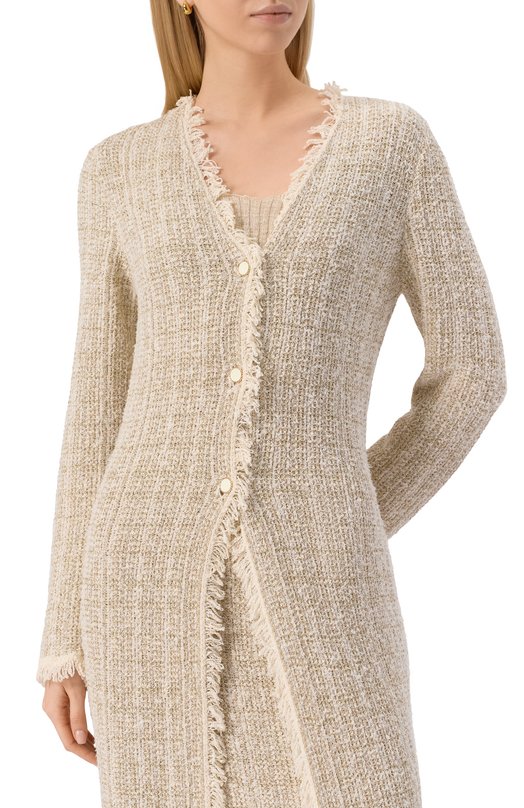 Кардиган из хлопка и вискозы Twinset 251TP3560 Бежевый  251TP3560 Фото 5