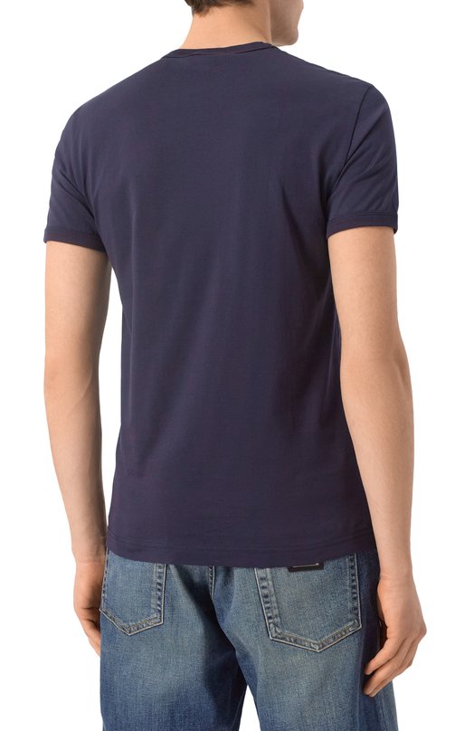 Хлопковая футболка Dolce & Gabbana G8JX7T/FU7EQ Синий  G8JX7T/FU7EQ Фото 4