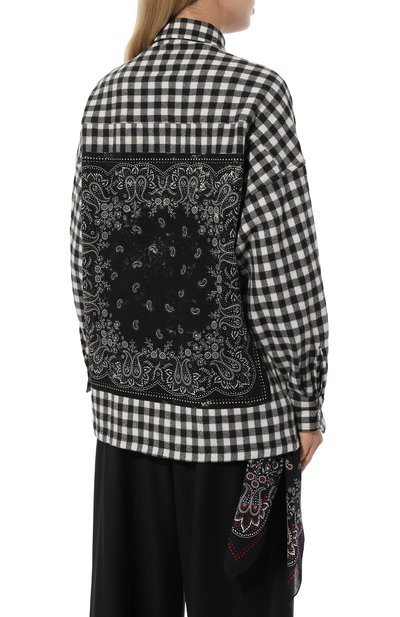 Рубашка из шерсти и кашемира DESTIN черно-белого цвета по цене 52750 руб., арт. DDW3EVABANDPEN, фото 4 Рубашка из шерсти и кашемира DESTIN, арт. DDW3EVABANDPEN, фото 4