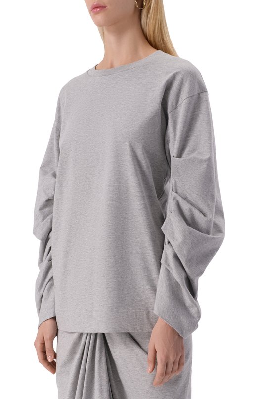 Хлопковый лонгслив Dries Van Noten 011110-2603-813 Серый  011110-2603-813 Фото 3