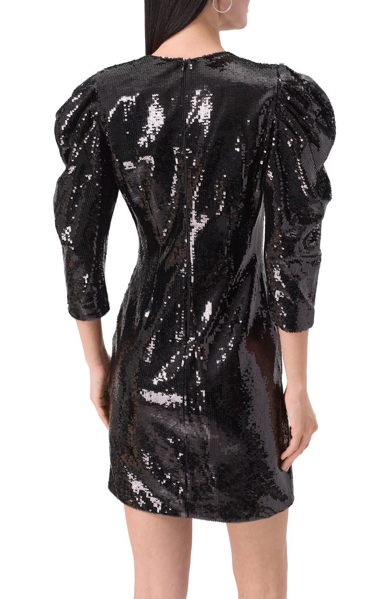 Женское платье с отделкой пайетками THE KOOPLES черного цвета, арт. FR0B30023K | Фото 4 (Рукава: Длинные; Длина Ж (юбки, платья, шорты): Мини; Женское Кросс-КТ: Платье-одежда; Случай: Коктейльный; Стили: Гламурный; Материал внешний: Синтетический материал; Автоматизация состава: Проставлено; Автоматизация ТО: Проставлено)