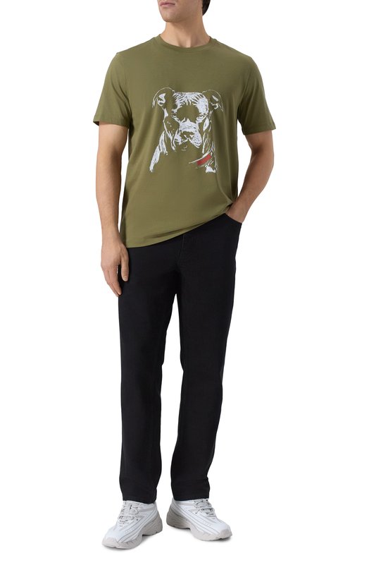 Хлопковая футболка HUGO 50553779 Хаки  50553779 Фото 2