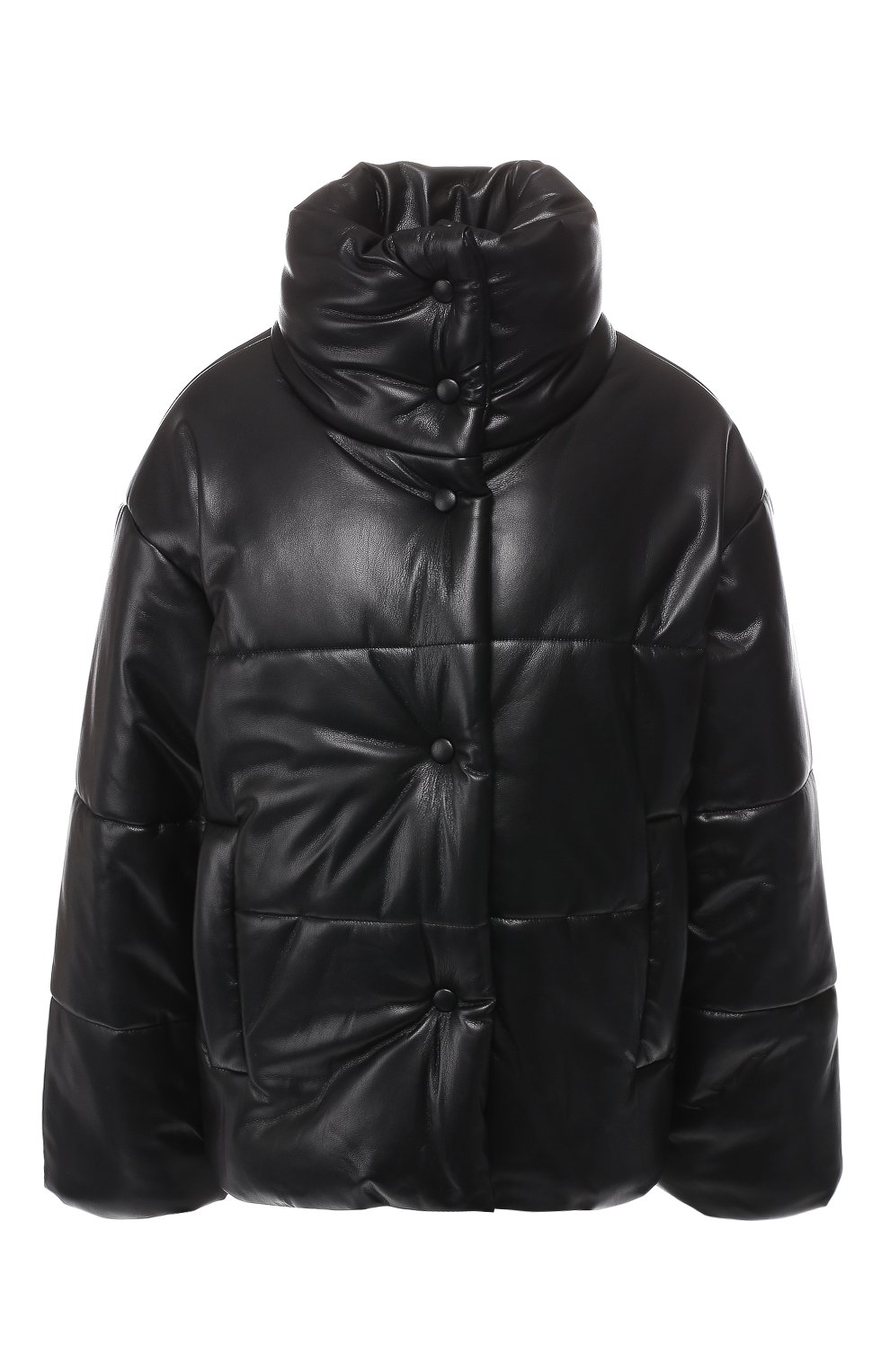 Пуховик из экокожи NANUSHKA черного цвета по цене 94700 руб., арт. HIDE_BLACK BLACK_VEGAN LEATHER, фото 1 Пуховик из экокожи NANUSHKA, арт. HIDE_BLACK BLACK_VEGAN LEATHER, фото 1