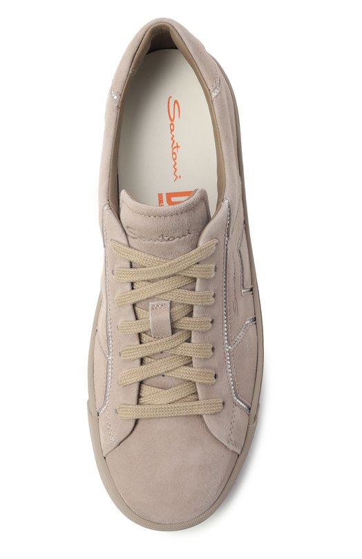 Замшевые кеды Santoni WBGG61423ARGTDTB Бежевый  WBGG61423ARGTDTB Фото 6