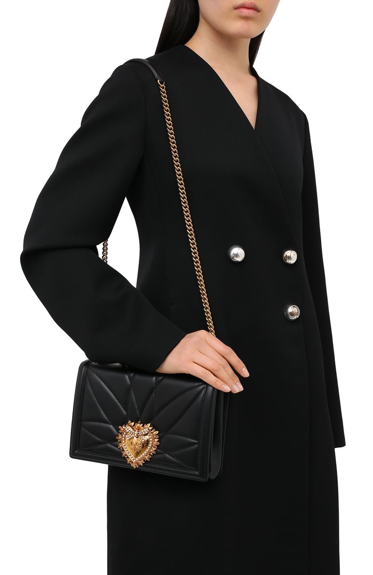 Женская сумка devotion medium DOLCE & GABBANA черного цвета, арт. BB6651/AV967 | Фото 2 (Материал: Натуральная кожа; Ремень/цепочка: С цепочкой; Статус проверки: Проверено, Проверена категория; Сумки-технические: Сумки через плечо; Размер: medium; Региональные ограничения белый список (Axapta Mercury): RU)