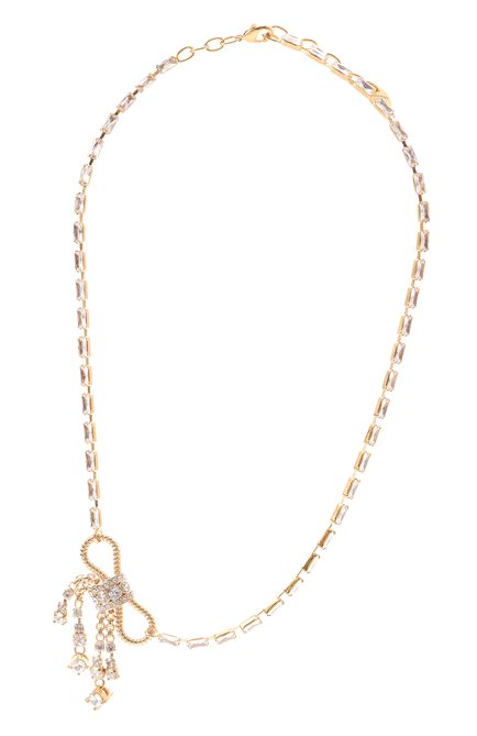 Женское колье MIU MIU золотого цвета, арт. 5JC877-2DRF-F0NXA | Фото 1 (Матери�ал сплава: Проставлено; Нос: Не проставлено; Материал: Металл, Кристаллы)