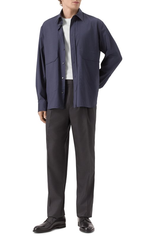 Брюки из шерсти и шелка Brunello Cucinelli MF460PS03 Серый  MF460PS03 Фото 2