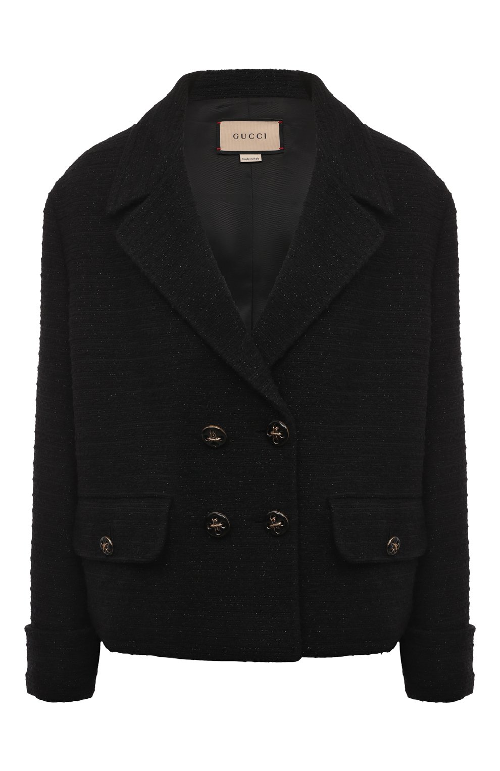 Шерстяной жакет GUCCI черного цвета по цене 331200 руб., арт. 643287 ZAF3G, фото 1 Шерстяной жакет GUCCI, арт. 643287 ZAF3G, фото 1