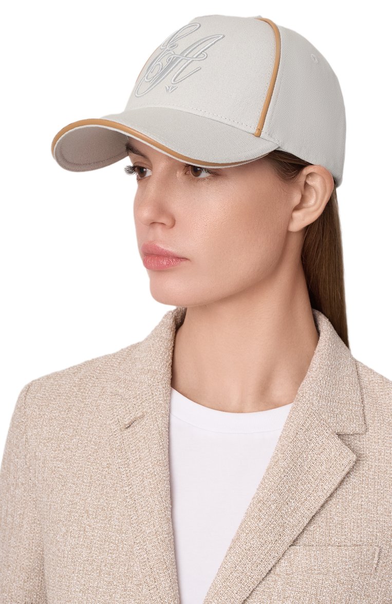 Женская хлопковая бейсболка EMPORIO ARMANI светло-серого цвета, арт. EW001895/AF14765 | Фото 2 (Материал: Хлопок, Текстиль; Нос: Не проставлено)