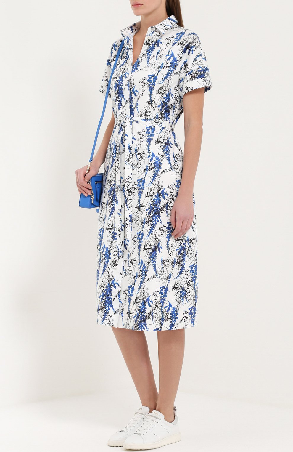 Приталенное платье-рубашка с поясом и ярким принтом KITON, арт. D41320/8N81, фото 3