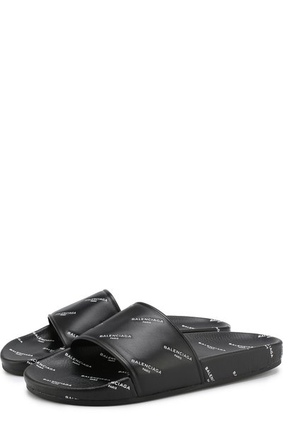 Кожаные шлепанцы pool с логотипом бренда BALENCIAGA, арт. 500576/WAL00, фото 1