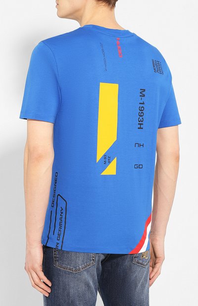 Хлопковая футболка HUGO синего цвета по цене 6600 руб., арт. 50430588, фото 4 Хлопковая футболка HUGO, арт. 50430588, фото 4