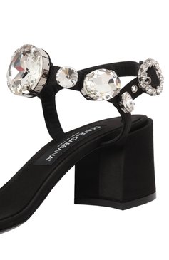 Же�нские текстильные босоножки keira 60 DOLCE & GABBANA черного цвета, арт. CR1801/A9T43 | Фото 7 (Материал внутренний: Натуральная кожа; Каблук высота: Средний; Материал внешний: Текстиль; Подошва: Плоская; Драгоценные камни: Проставлено; Материал сплава: Проставлено; Каблук тип: Устойчивый)