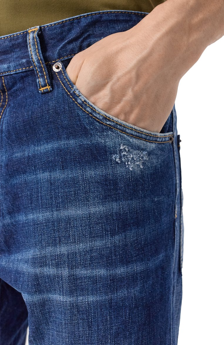 Мужские джинсы cool guy DSQUARED2 синего цвета, арт. S74LB1677/S30309 | Фото 5 (Длина (брюки, джинсы): Стандартные; Детали: Делаве; Материал внешний: Деним, Хлопок; Кросс-КТ: Деним; Стили: Повседневный; Автоматизация ТО: Проставлено; Силуэт М (брюки): Узкие; Автоматизация состава: Проставлено)