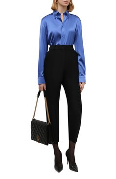 Женская шелковая блузка RALPH LAUREN синего цвета, арт. 290864929 | Фото 2 (Длина (для топов): Удлиненные; Рукава: Длинные; Материал внешний: Шелк; Принт: Без принта; Стили: Романтичный; Женское Кросс-КТ: Блуза-одежда; Региональные ограничения белый список (Axapta Mercury): RU; Драгоценные камни: Проставлено; Нос: Не проставлено; Материал сплава: Проставлено)