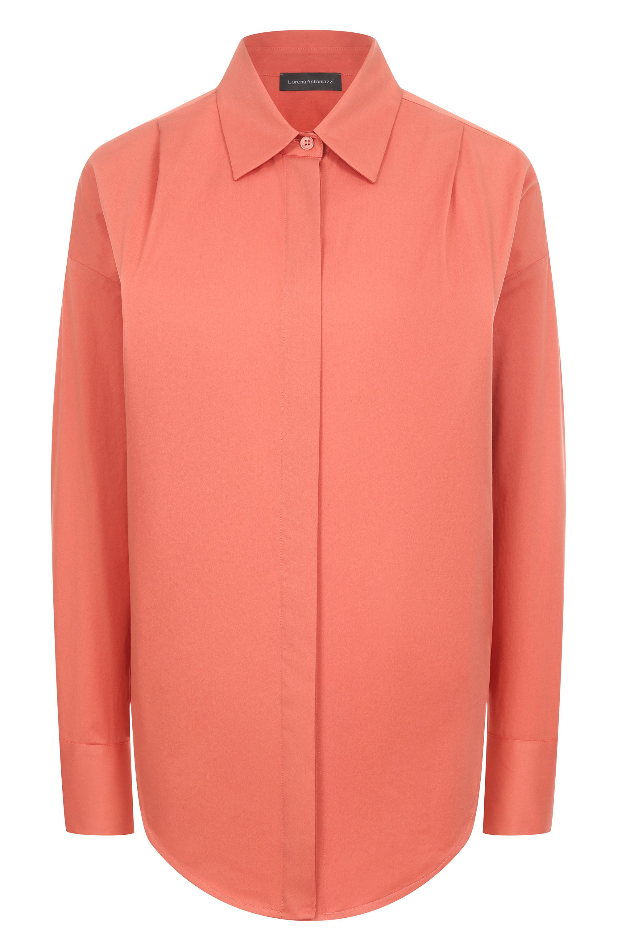 Хлопковая рубашка LORENA ANTONIAZZI кораллового цвета по цене 68750 руб., арт. P2556CA01A/4818, фото 1 Хлопковая рубашка LORENA ANTONIAZZI, арт. P2556CA01A/4818, фото 1