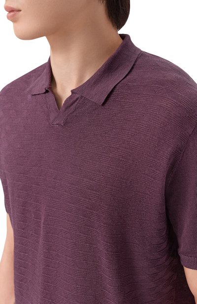Льняное поло CORNELIANI фиолетового цвета по цене 57650 руб., арт. 27M570/2725135, фото 5 Льняное поло CORNELIANI, арт. 27M570/2725135, фото 5