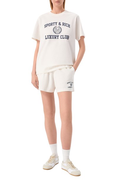 Женская хлопковая футболка SPORTY AND RICH, арт. T01087842WH01/S&R LUXURY CLUB T-SHIRT