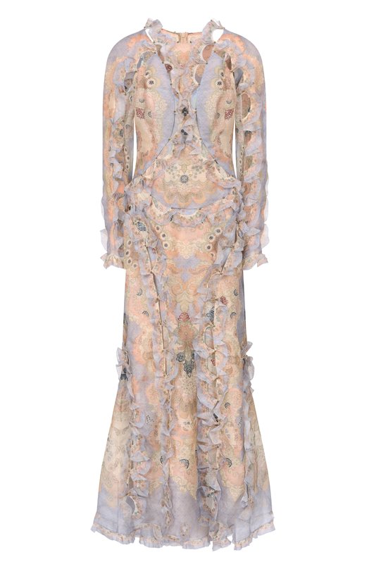 Платье изо льна и шелка Zimmermann 6312DC261 Бежевый 6312DC261