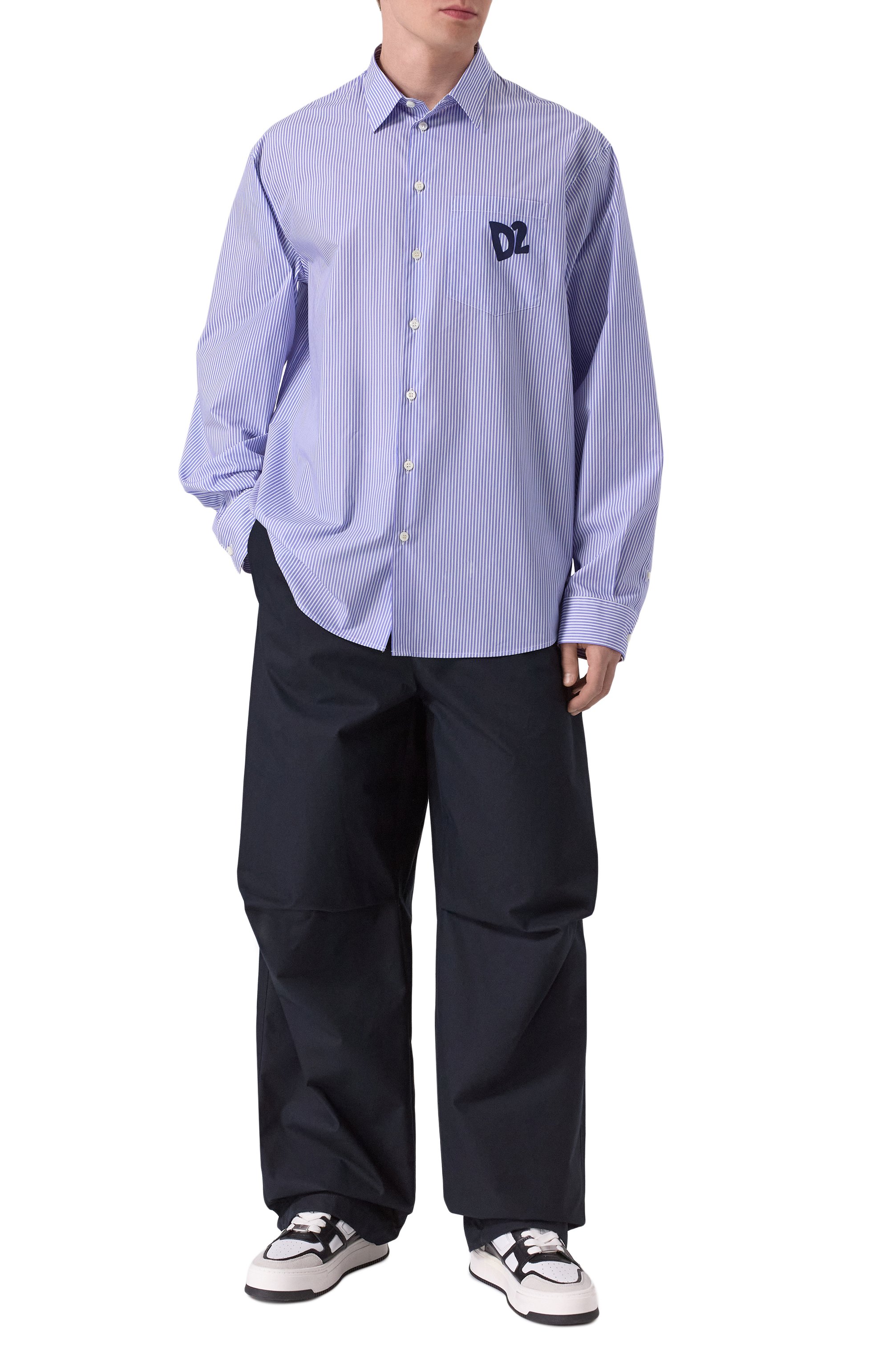 Хлопковая рубашка DSQUARED2 голубого цвета по цене 78600 руб., арт. S78DM0043/D35285, фото 2 Хлопковая рубашка DSQUARED2, арт. S78DM0043/D35285, фото 2