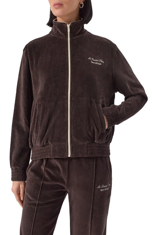Бархатная толстовка Sporty & Rich x Le Bristol Paris Sporty and Rich JA063517619BR03 Коричневый  JA063517619BR03 Фото 3