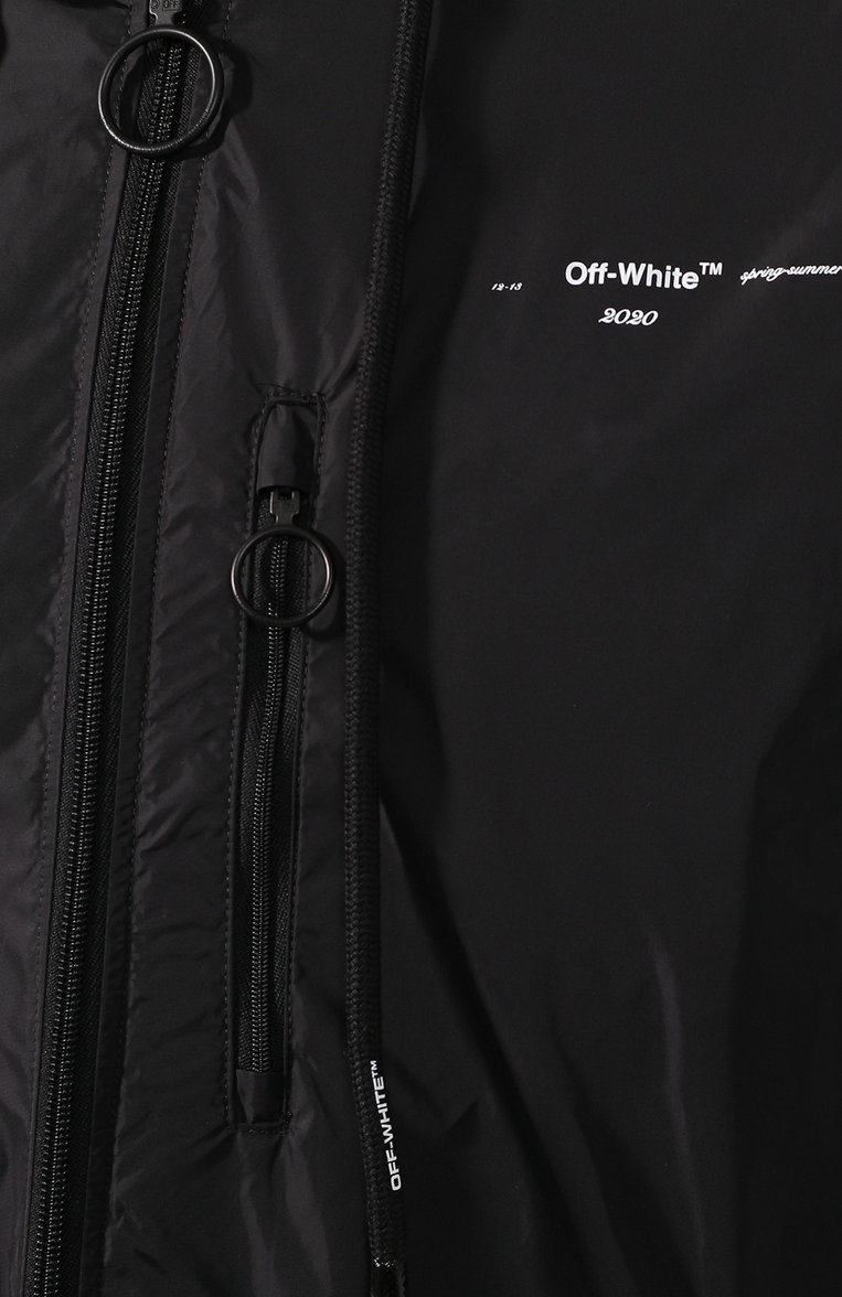 Мужской плащ OFF-WHITE черного цвета, арт. 0MEA171R20G450211001 | Фото 5 (Материал внешний: Синтетический материал; Рукава: Длинные; Мужское Кросс-КТ: Верхняя одежда, Плащ-верхняя одежда; Длина (верхняя одежда): До колена; Стили: Гранж; Материал сплава: Проставлено; Драгоценные камни: Проставлено)