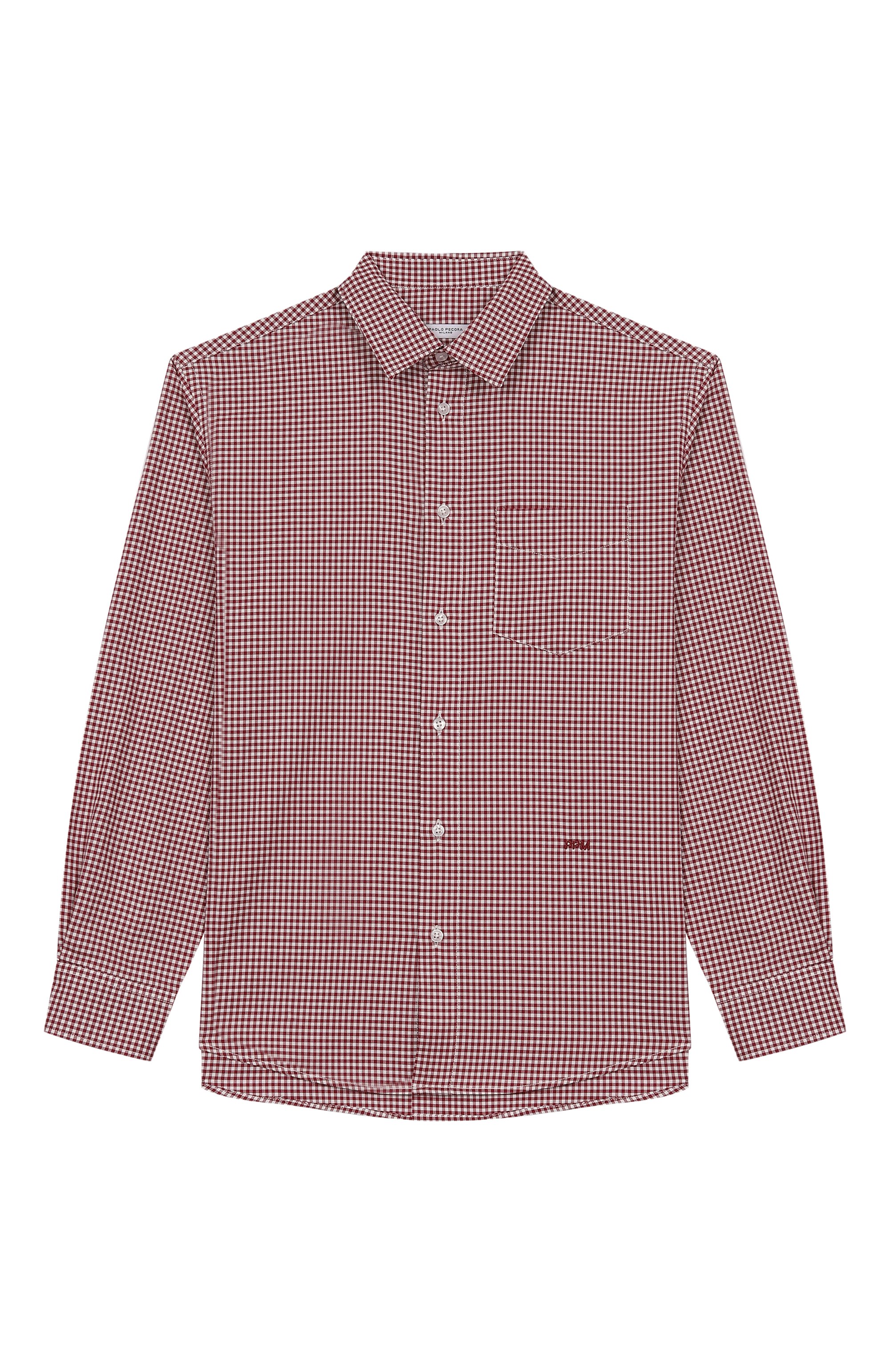 Хлопковая рубашка PAOLO PECORA MILANO бордового цвета по цене 15650 руб., арт. PP4106/14-16, фото 1 Хлопковая рубашка PAOLO PECORA MILANO, арт. PP4106/14-16, фото 1