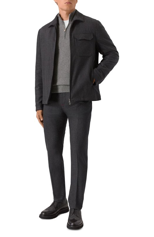 Шерстяные брюки Kiton UPNJSK0124G03 Серый  UPNJSK0124G03 Фото 2