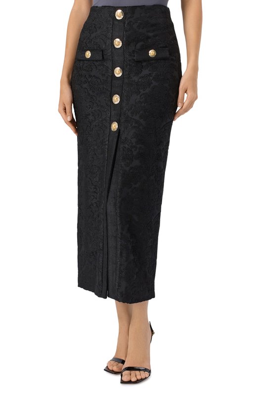 Юбка из вискозы Balmain FF1LE481/JK65 Чёрный  FF1LE481/JK65 Фото 3