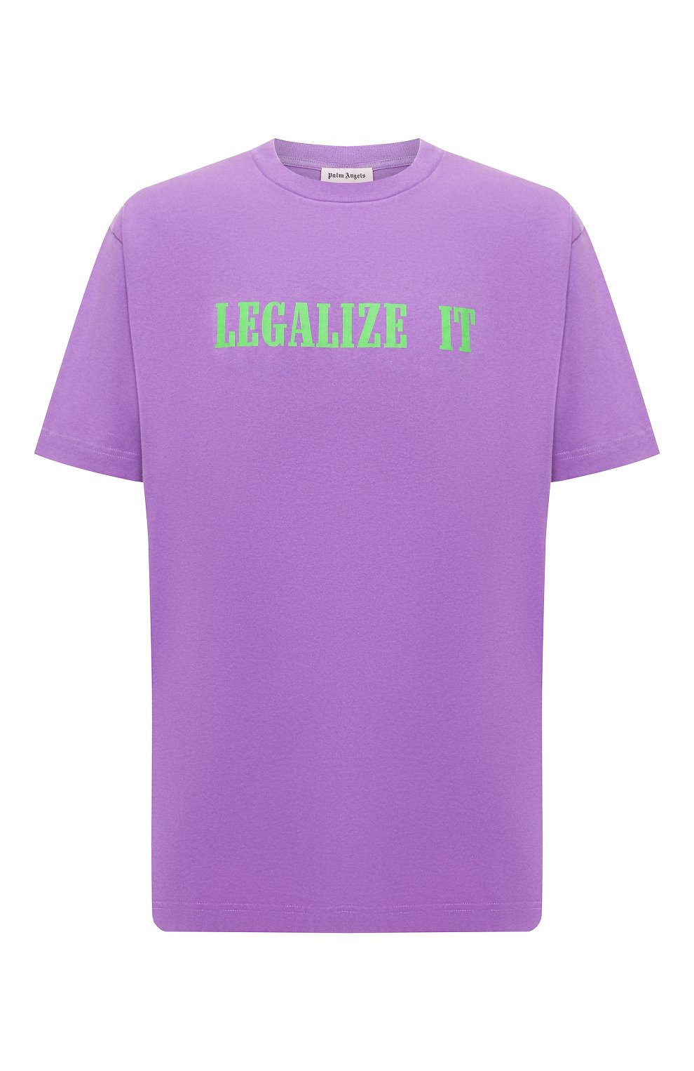 Хлопковая футболка PALM ANGELS фиолетового цвета по цене 23500 руб., арт. PMAA001S194130109588, фото 1 Хлопковая футболка PALM ANGELS, арт. PMAA001S194130109588, фото 1