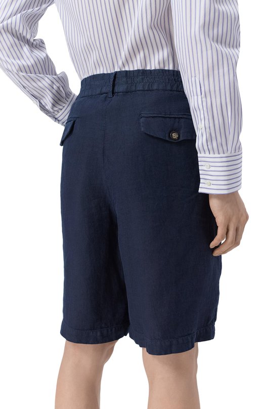 Льняные шорты Brunello Cucinelli M243DU006W Синий  M243DU006W Фото 4