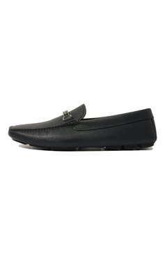 Мужские кожаные мокасины PRADA темно-синего цвета, арт. 2DD159-053-F0216-U00I | Фото 4 (Стили: Кэжуэл; Нос: Не проставлено; Материал сплава: Проставлено; Материал внешний: Натуральная кожа)