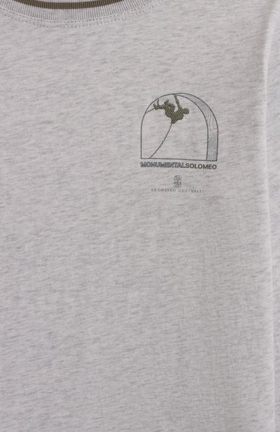 Хлопковый лонгслив BRUNELLO CUCINELLI серого цвета по цене 32650 руб., арт. B0B13T178B, фото 3 Хлопковый лонгслив BRUNELLO CUCINELLI, арт. B0B13T178B, фото 3