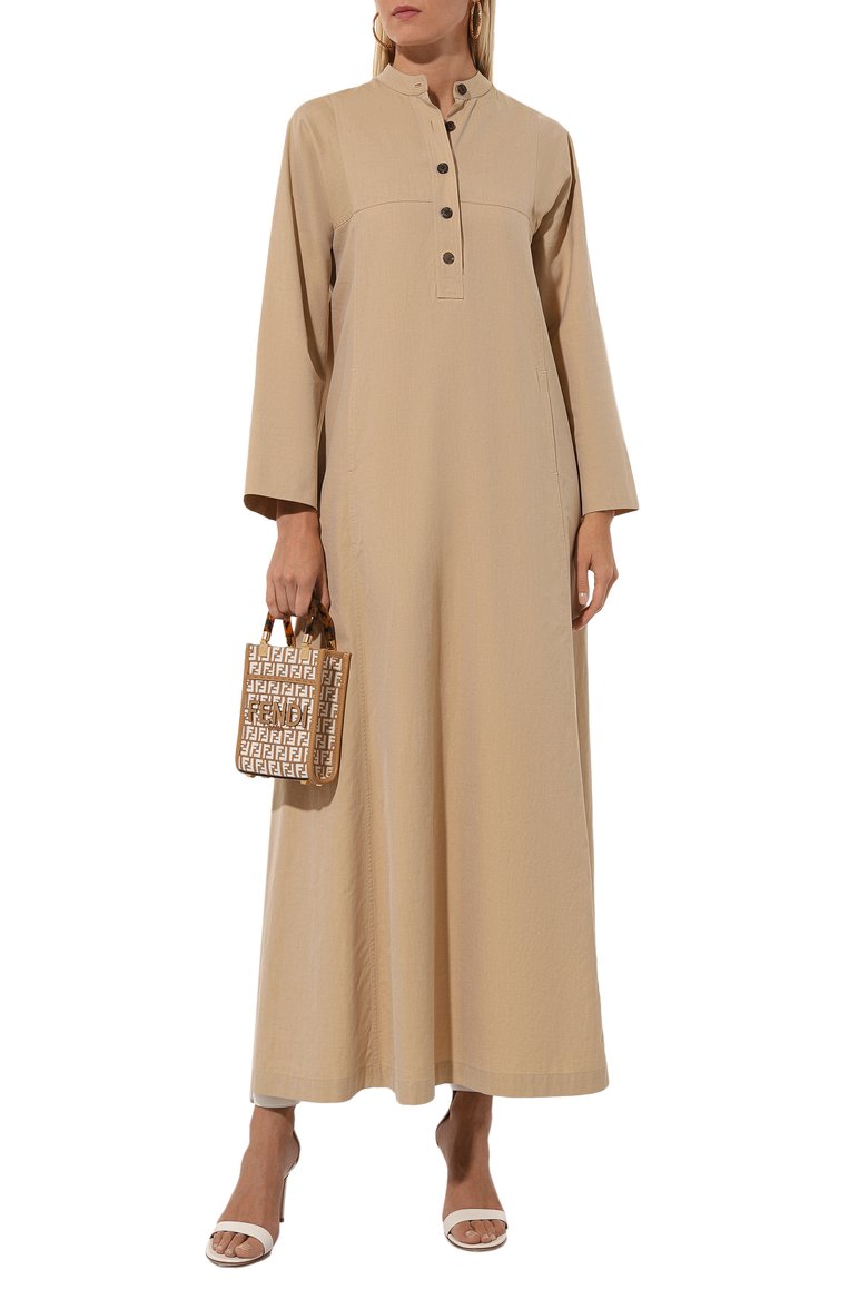 Женская сумка sunshine mini FENDI коричневого цвета, арт. 8BS051 AQ0X | Фото 7 (Материал: Текстиль; Материал сплава: Проставлено; Размер: mini; Ремень/цепочка: На ремешке; Драгоценные камни: Проставлено)